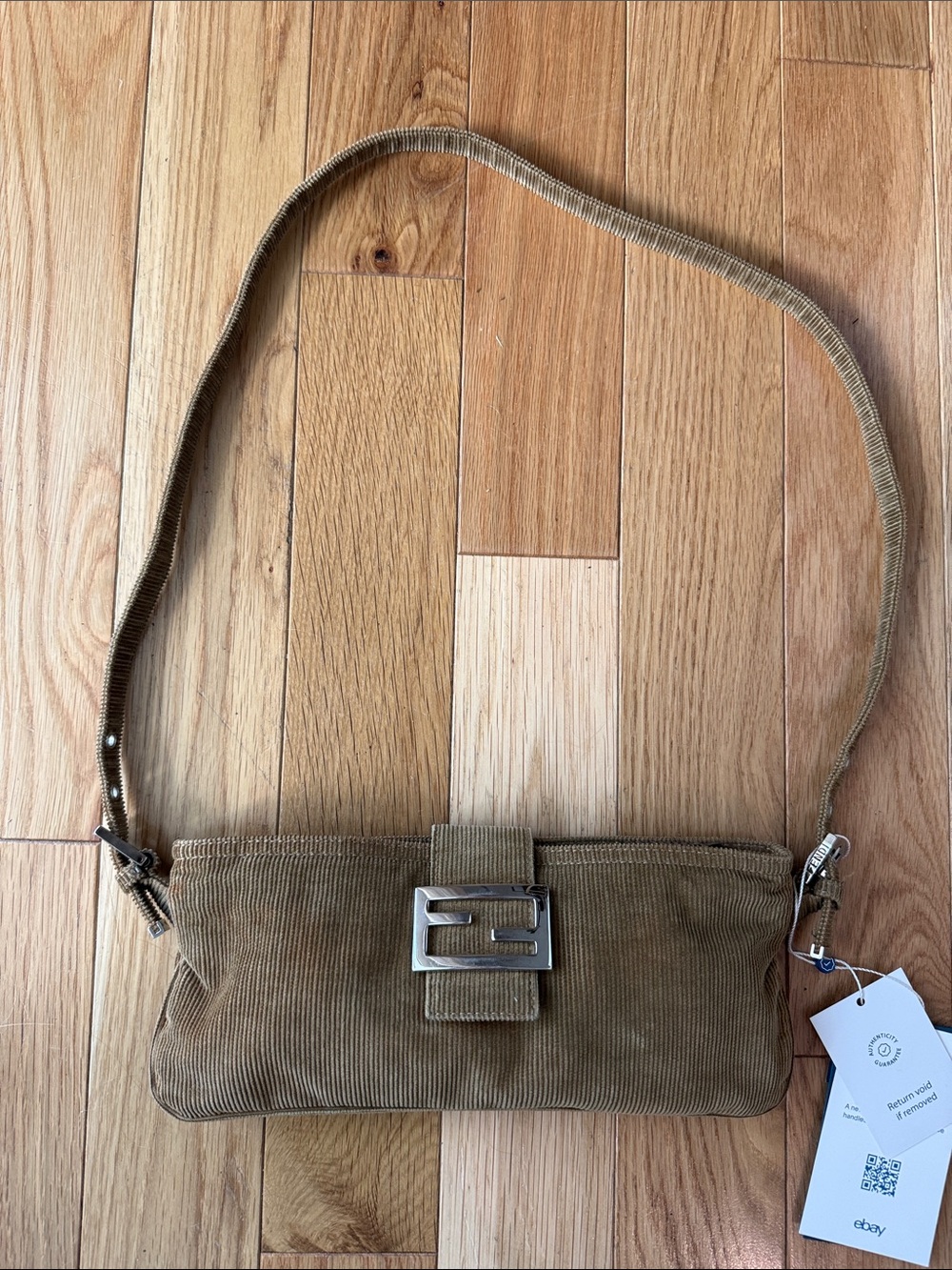 Vintage Fendi Corduroy Baguette Crossbody